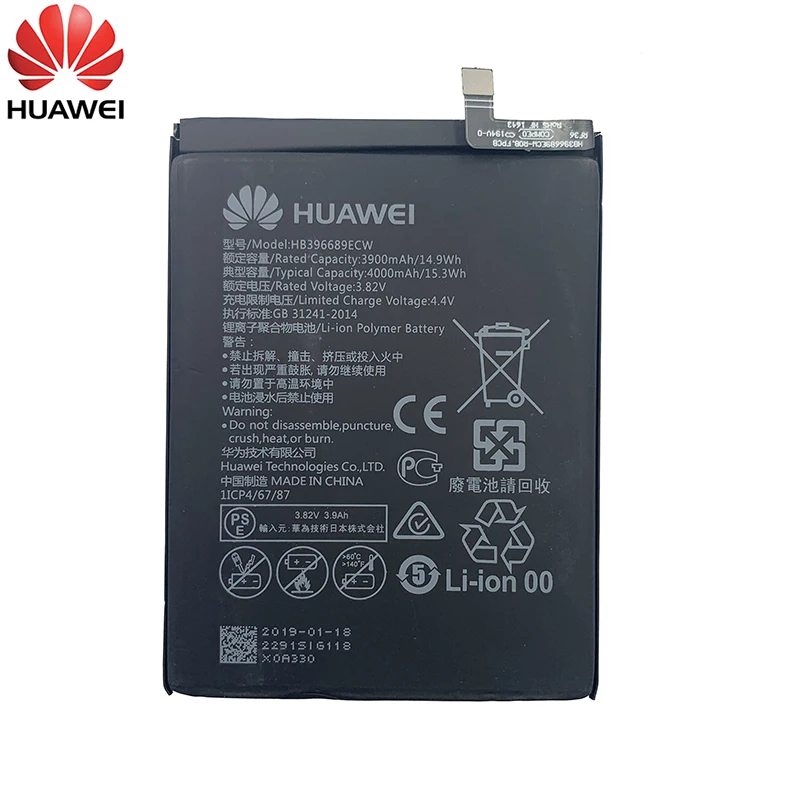 100% Оригинальный 4000 мА/ч HB396689ECW батарея для Huawei Y9 2018/ Honor 8C BKK TL00 FLA LX1 LX2 LX3 L22 играть