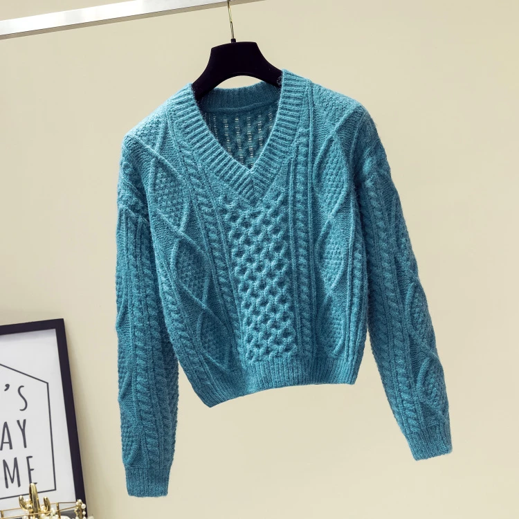 Женский вязаный свитер с V-образным вырезом однотонный минималистичный топ в