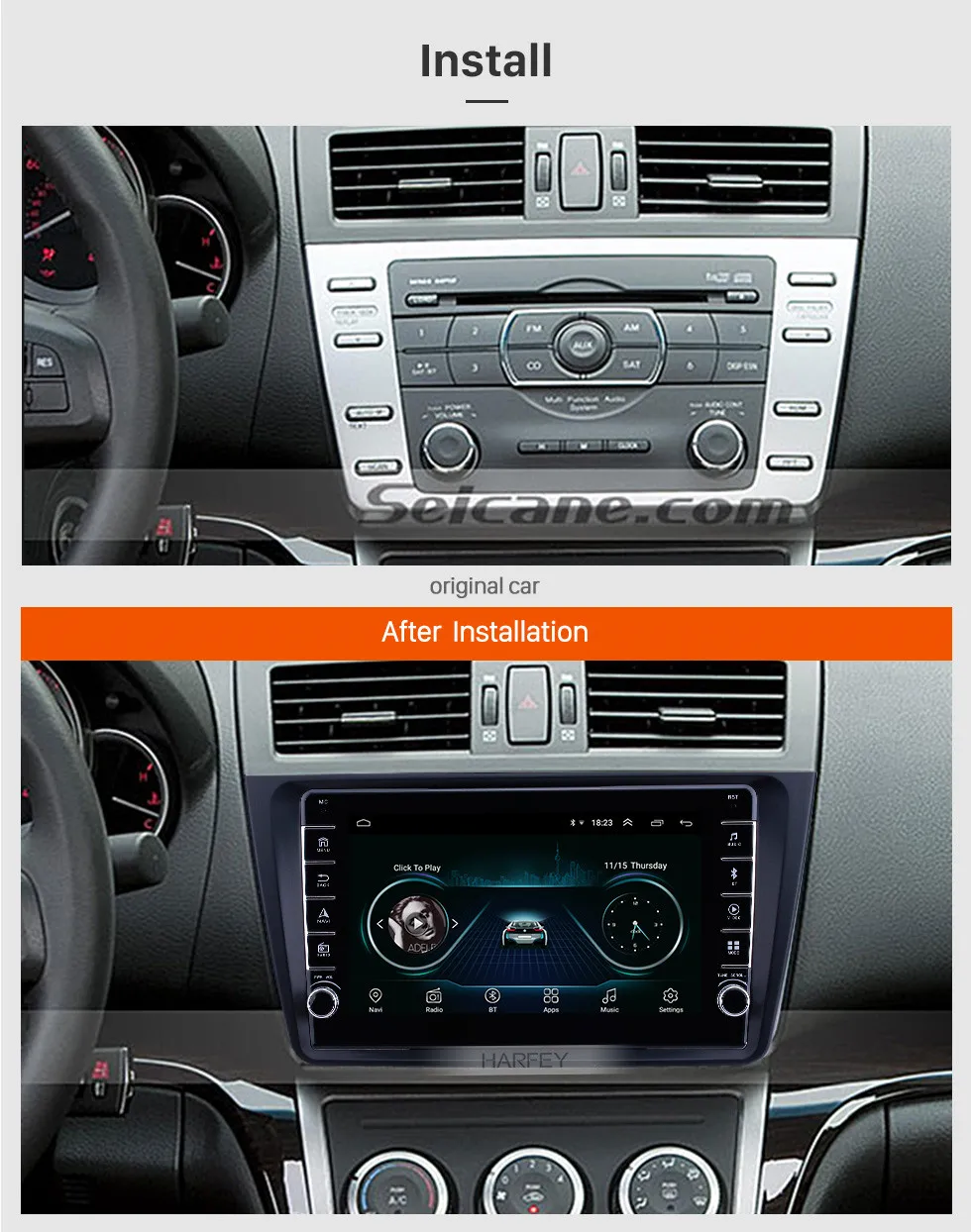 Harfey 2DIN 9 дюймов Android 9,1 Автомобильная магнитола для Mazda 6 Rui wing 2008 2009- мультимедийный плеер gps головное устройство bluetooth стерео