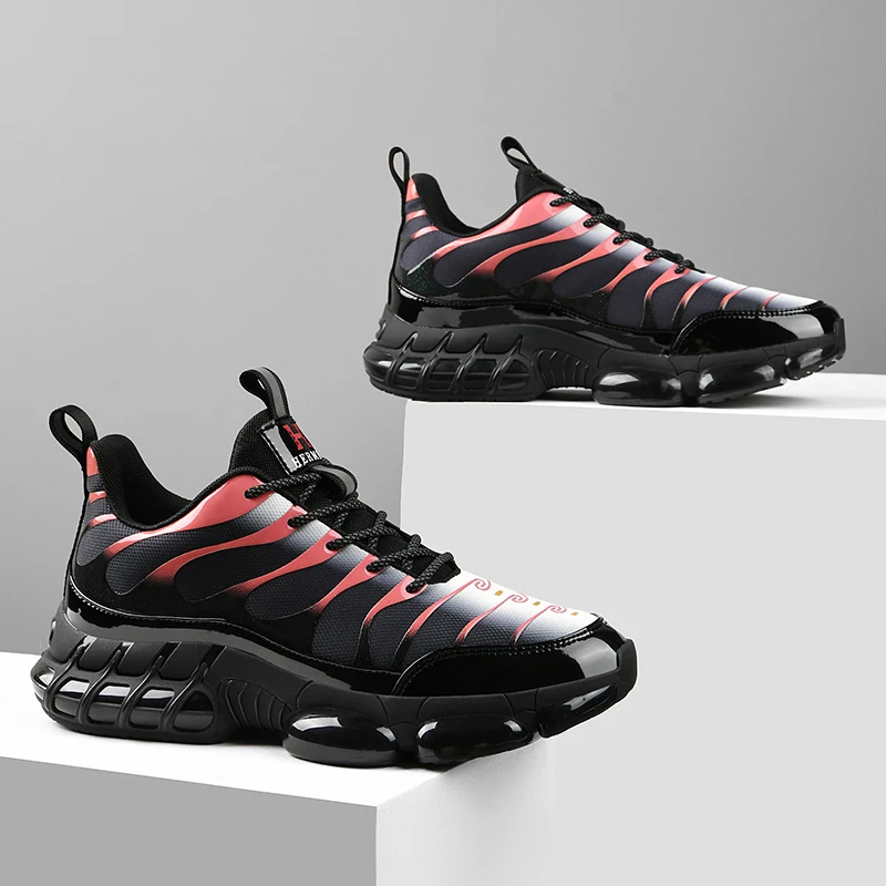 

Новая трендовая мужская повседневная спортивная обувь, уличная удобная Легкая теннисная обувь, сетчатые Светоотражающие беговые кроссовк...