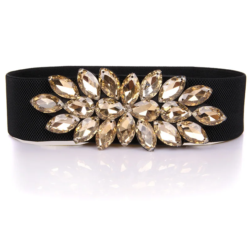 

Luxury Rhinestone Dress Belts Women Colorful Crystal Gem Elastic Waistband Fashion Ladies Corset Summer Dress Accessories DP90