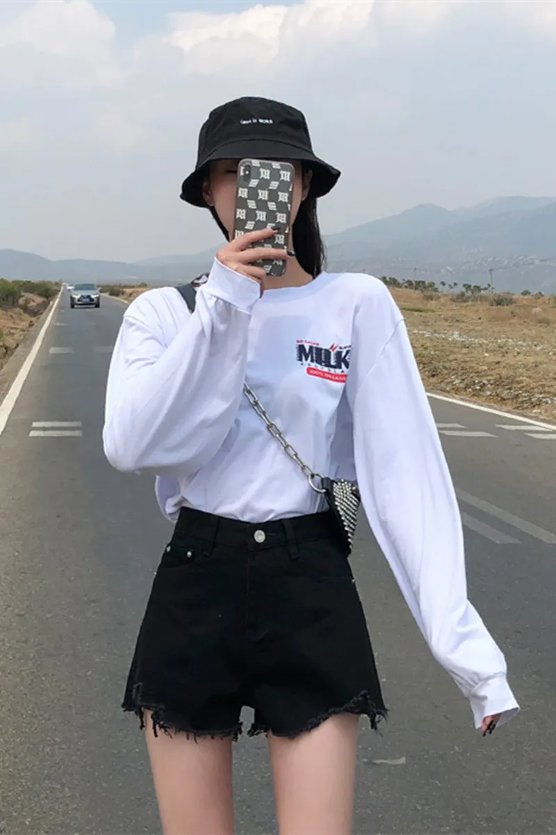 

Black Denim Shorts women's summer 2021 new loose high waist slim A-line wide leg casual shorts