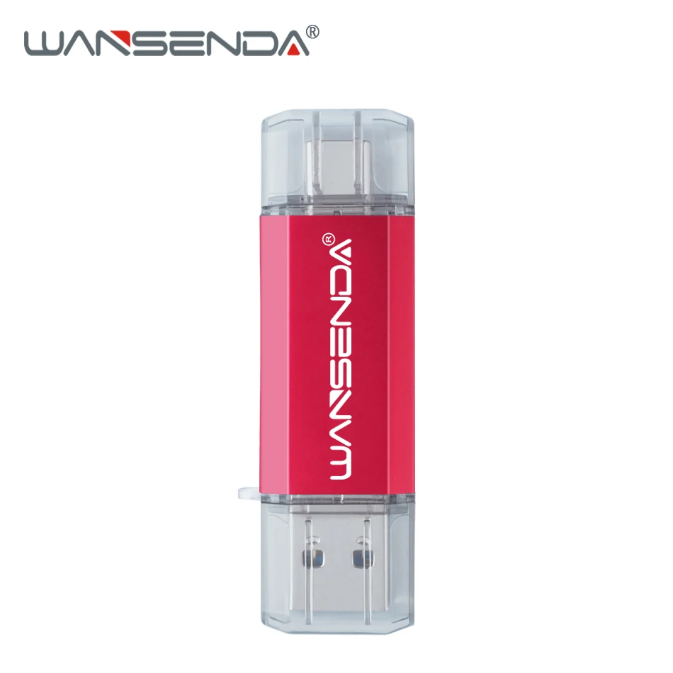 Красный USB флеш-накопитель WANSENDA type C OTG флеш-накопитель 32 Гб 64 Гб 128 ГБ 256 ГБ 512 ГБ Флешка 2 в 1 type-C и Usb 3,0 карта памяти - Цвет: Красный