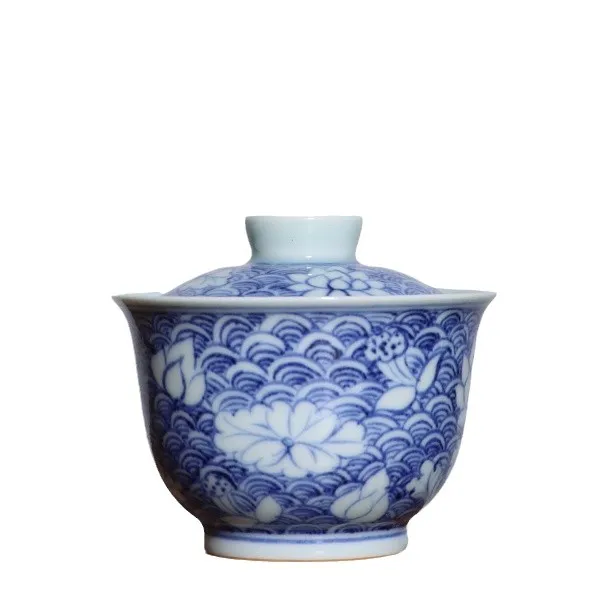 Creaci&oacute;n imitaci&oacute;n Ming azul y blanco pintado a mano lotus mountain room 2 a 100 cc tueen-2