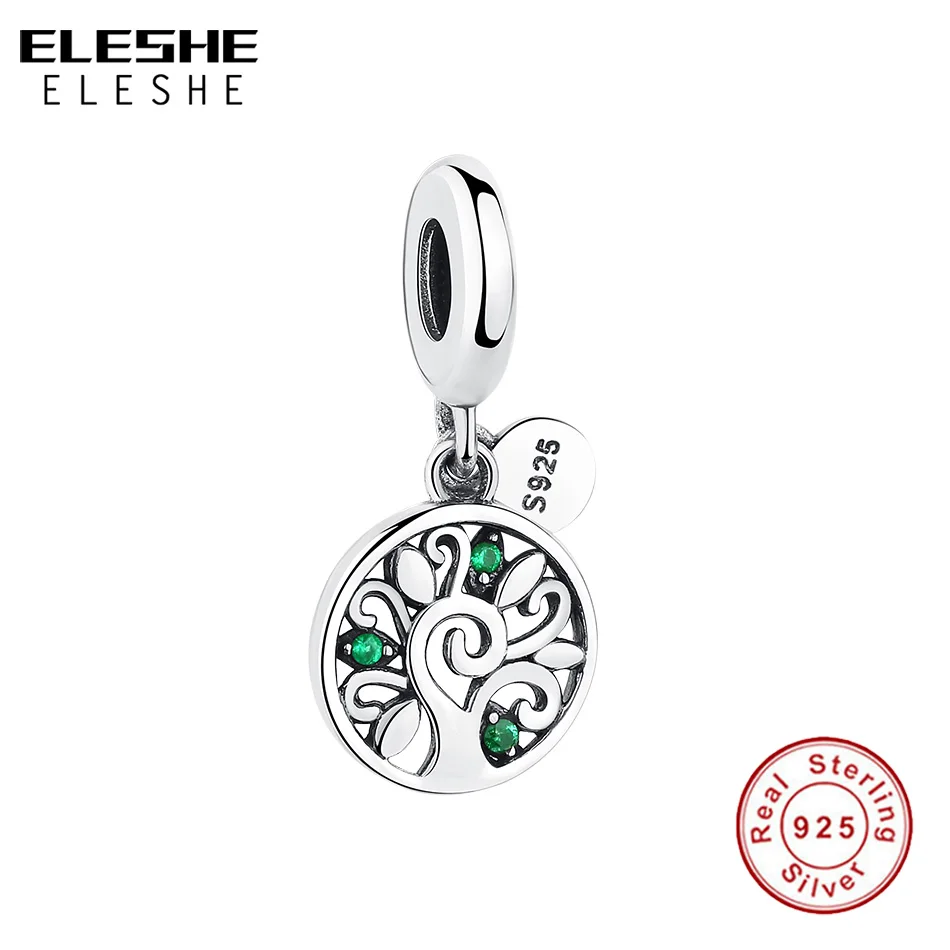 100% Стерлинговое Серебро 925 пробы зеленое сердце дерево жизни подвески подходят