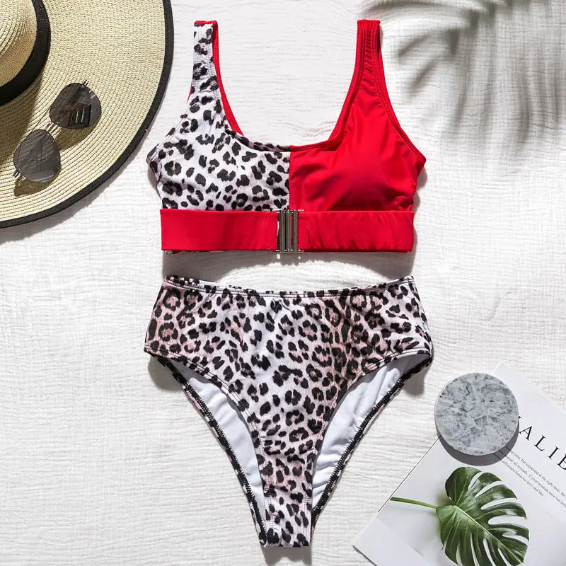 Бикини с леопардовым принтом, сексуальный бразильский купальник для женщин, купальный костюм с высокой талией и поясом, женский купальник из двух частей, купальный костюм - Цвет: 1192-1