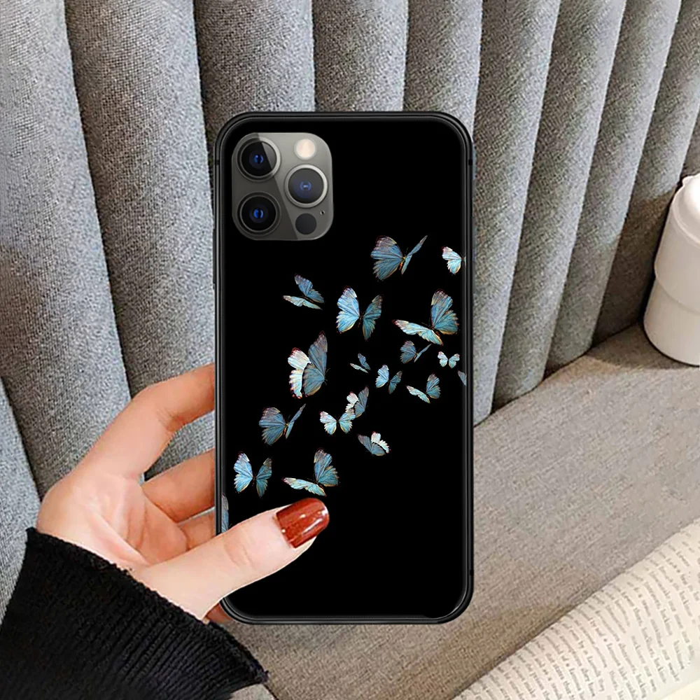 

Beautiful Butterfly Girl Phone Case cover For iphone 5 5S 6 6S PLUS 7 8 11 12 mini X XR XS PRO SE 2020 MAX black funda pretty