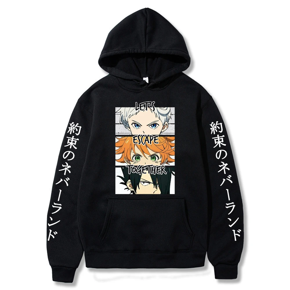 

Japanese Anime Promised Neverland Hoodie Emma Norman Ray Print Streetwear Ladies Pullover Harajuku Rest Men's Oversized Clothing