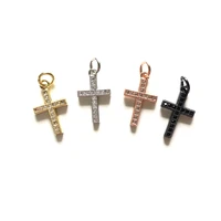 5pcs small size cross charm pendants for women bracelet necklace making cubic zirconia paved gold plate jewelry accessory supply