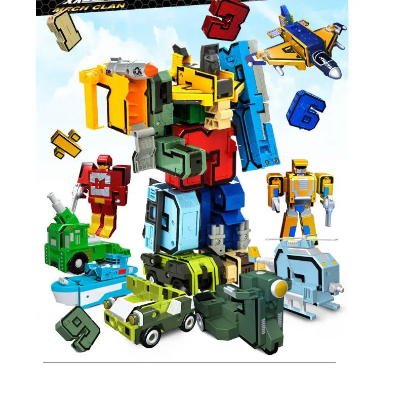 

10 Pcs Cool Number Transforming Robot 3D Military Vehicles Models Jigsaw Plastic Puzzle Kids Educational Toys Children Gift