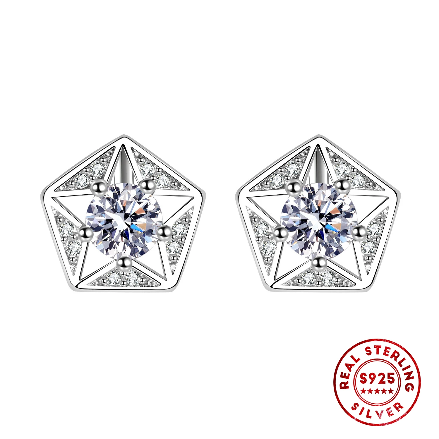 

2021 New Arrival Fashion Luxury Star Earrings 925 Sterling Silver Stud Earing For Women Valentine's Day Gift Piercing Earrings