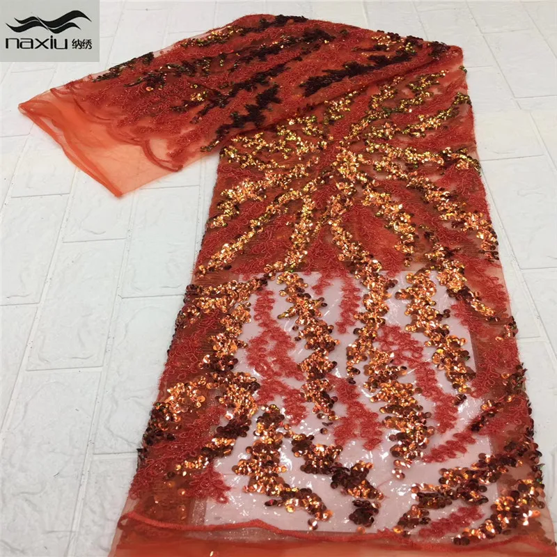 

Beautiful grass pattern and sequins small flowers design wedding dress Fabric ,Free shipping French Tulle Lace Fabric FJ180 0-11