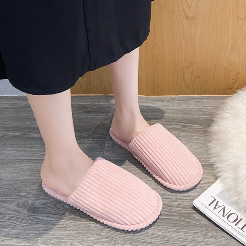 

Winter Fashion Women Cotton Shoes Indoor Keep Warm Slippers The Bedroom Is Soft and Quiet 2021 Flat Slip-on Ladies Slippers