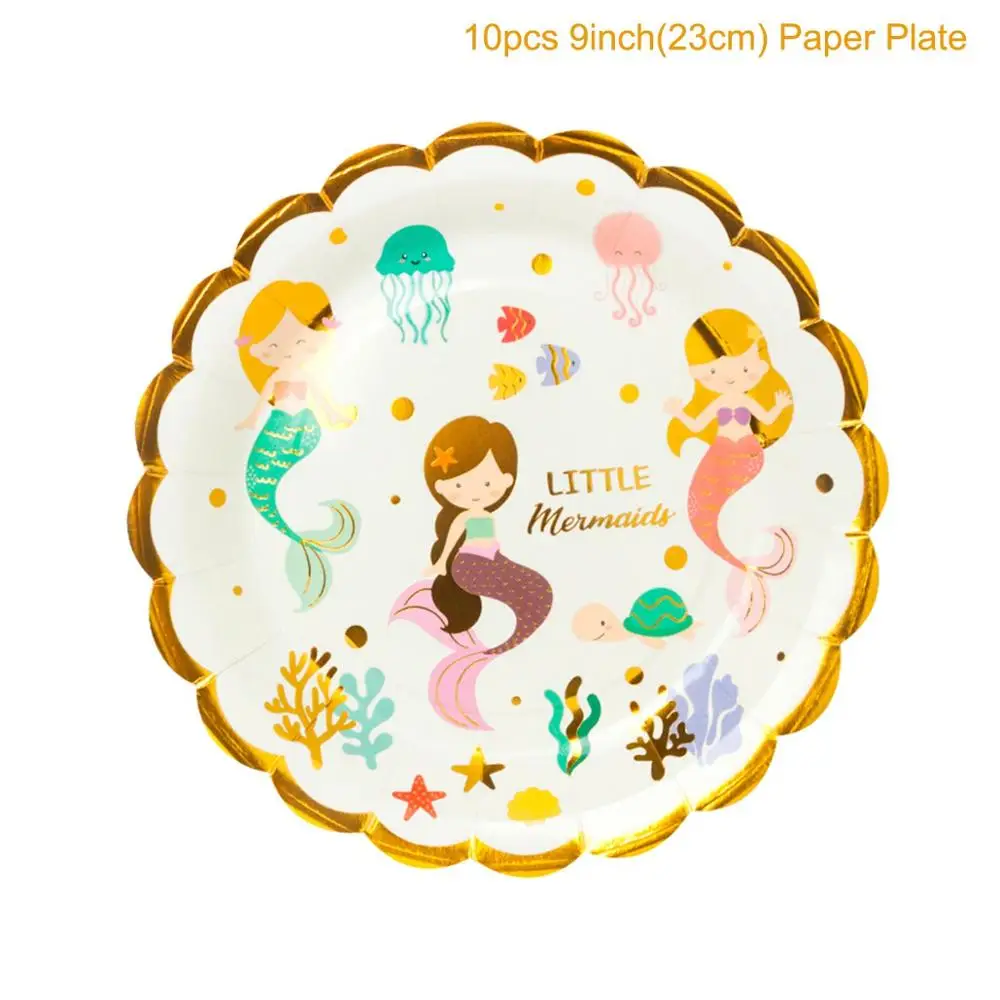 Paper Plate 9 inch QIFU/вечерние воздушные шары «хвост русалки», «хвост русалки», «Русалочка», декор «Русалочка», «День рождения», декор для девочек, декор для свадьбы - Цвет: Paper Plate 9 inch