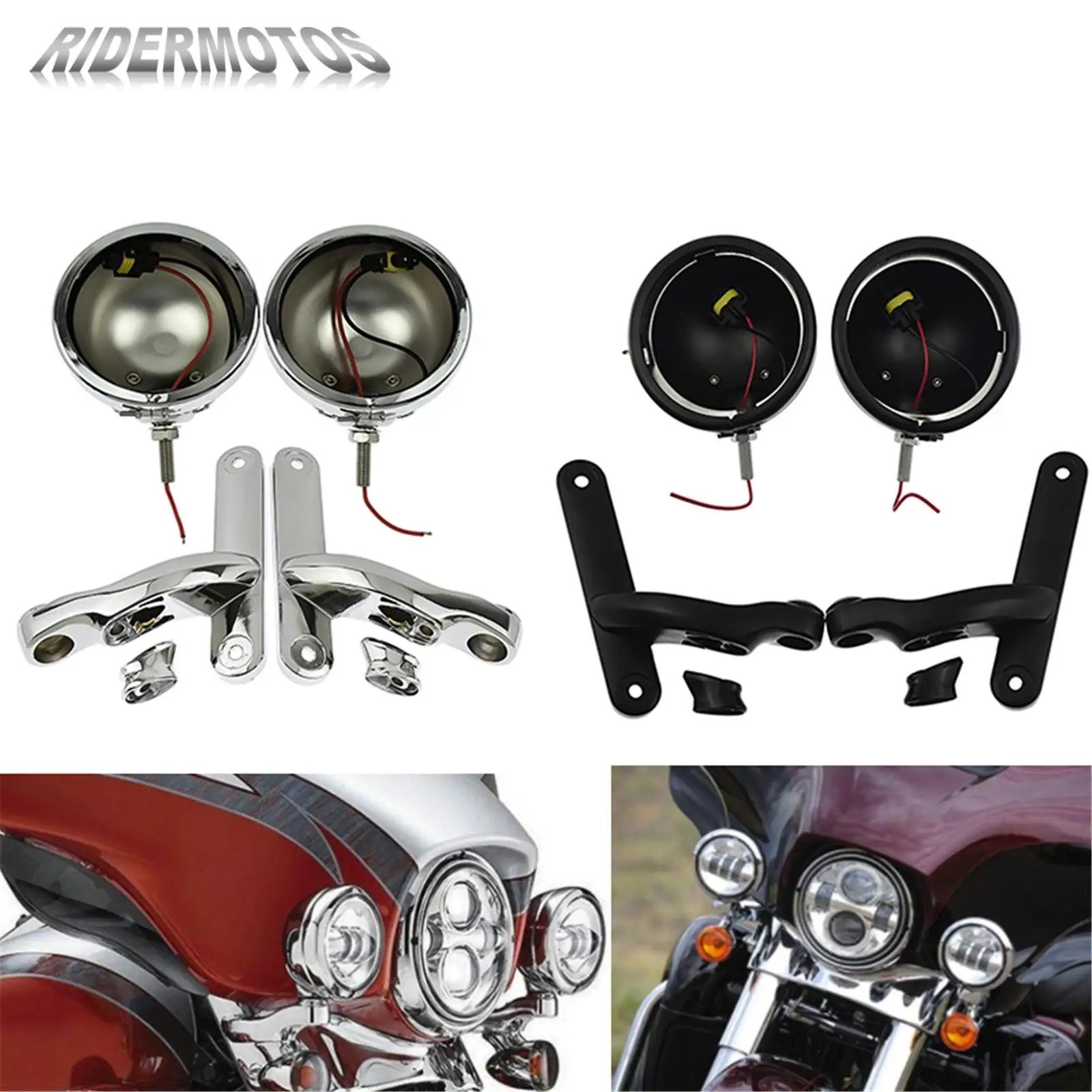 

Motorcycle 4.5'' Housing Bracket Mount Ring Bracket Auxiliary Fog Passing Light Lamp For Harley Touring Electra Glide Road King
