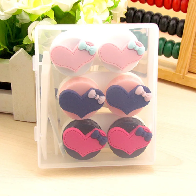 

3pcs Mini Contact Lens Case Pocket Portable Cute Style Bow Heart Rabbit Make Up Beauty Pupil Box Mirror Container Travel Kit