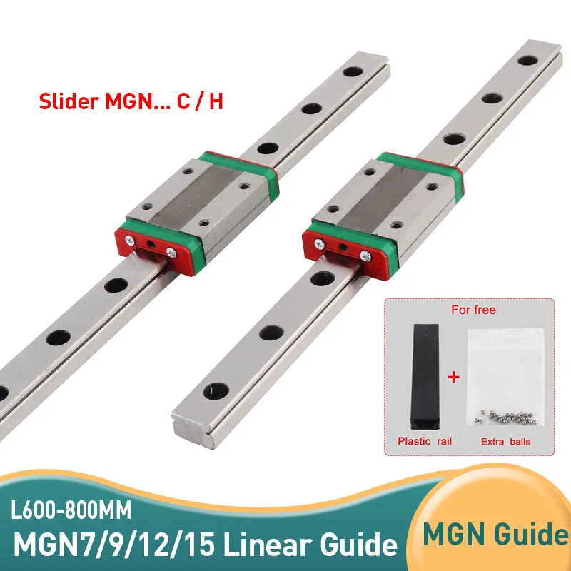 Линейная направляющая MGN7C MGN9H MGN12C MGN12H MGN15C MGN15H 600 мм 800 с 2 ползунками MGN для