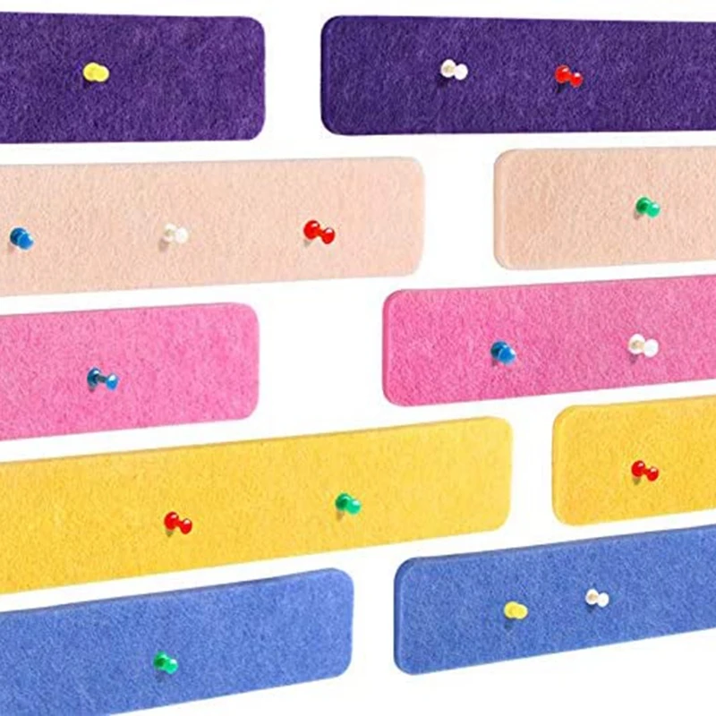

10Pcs Cork Felt Bulletin Board Bar Strip Self-Adhesive Felt Board Strip for Office Classroom Home Wall Decorative