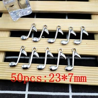 50pcs 1pack jewelry pendant accessories silver musical instrument note model metal jewelry keychain necklace pendant