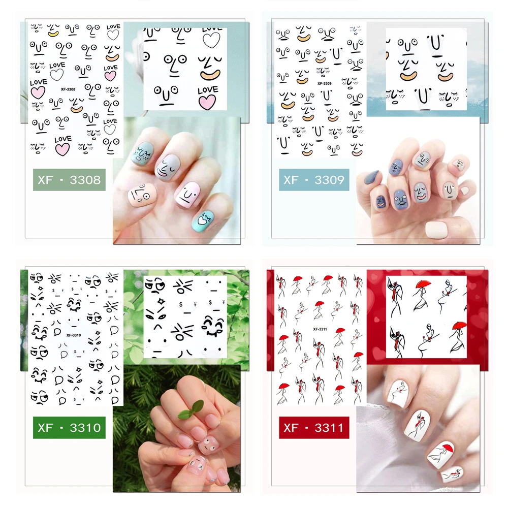 Смайлик 3D стикер для ногтей DIY мультяшный дизайн Фольга Модные женские
