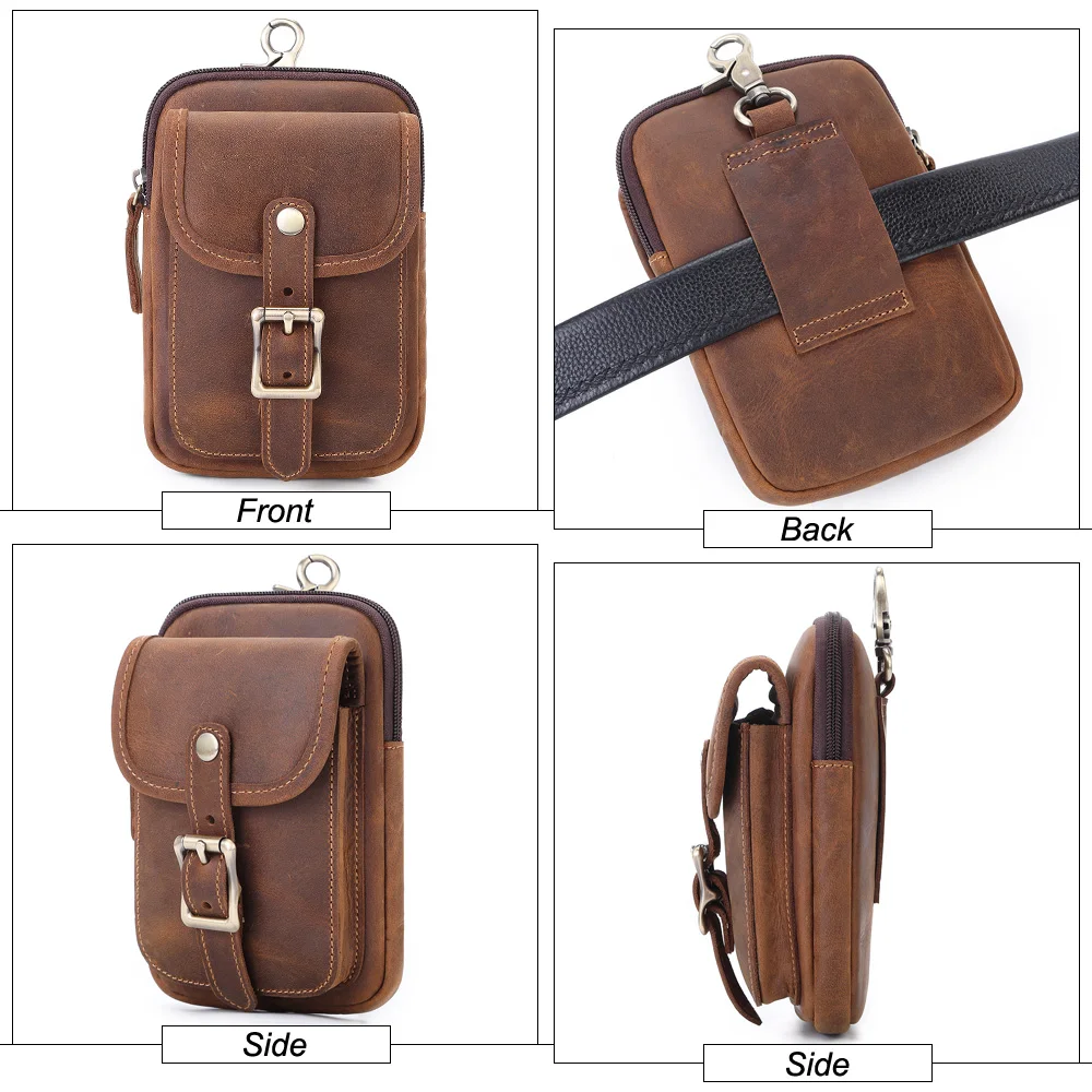 MISFITS genuine leather waist packs men vintage travel fanny pack with passport holder belt phone bag for Man small hook bum | Багаж и