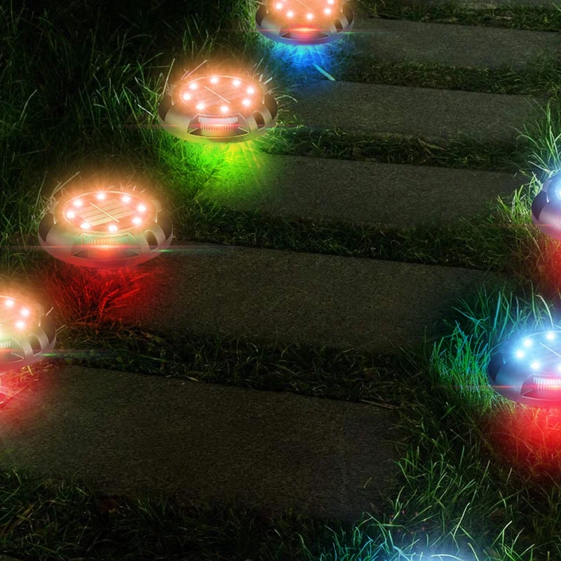 

Solar Ground Lights, Disk Lights Solar Powered Waterproof In-Ground Lights for Garden, Lawn, Deck, Yard-ABUX
