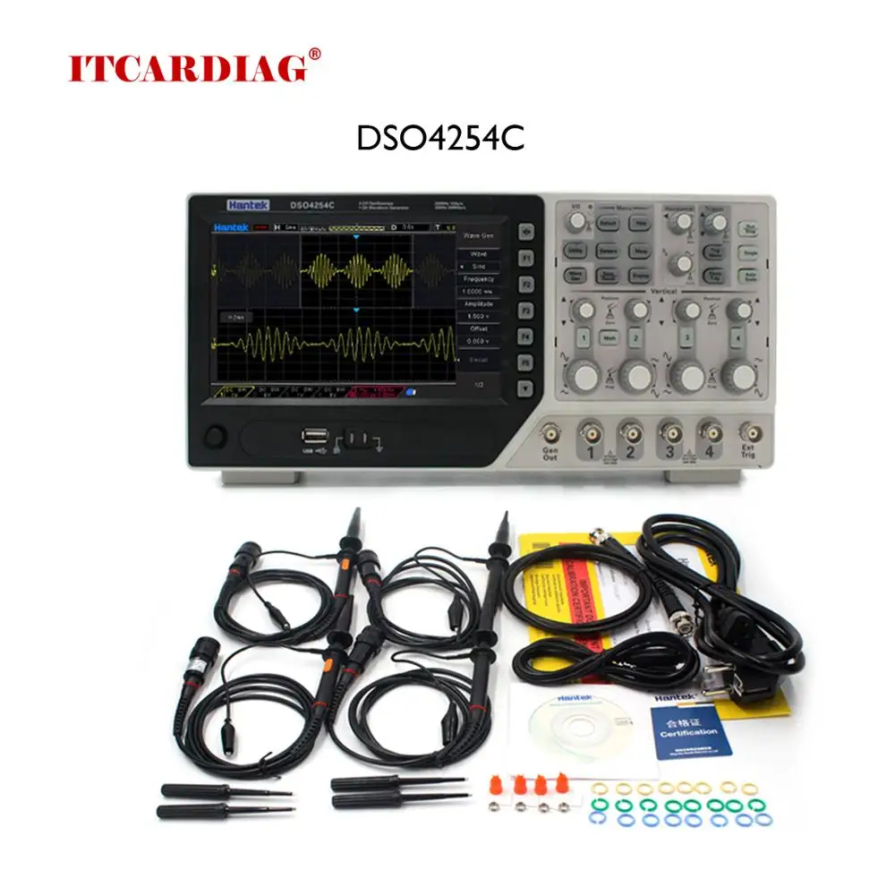 Hantek DSO4254C цифровой осциллограф 4 канала 250 МГц ЖК ПК портативный USB + EXT DVM Функция