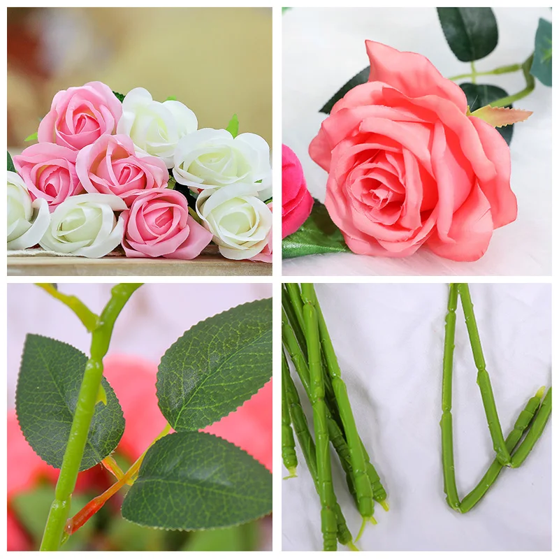 Большие искусственные розы цветы розовые белые зеленые синие красные фиолетовые