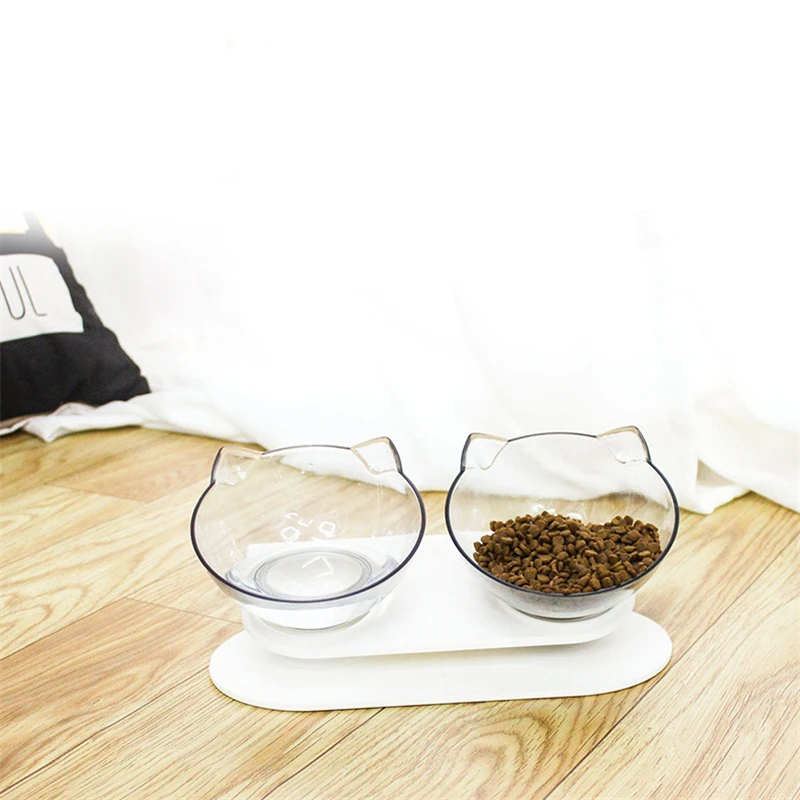 Non slip Pet кошачья миска двойного назначения прозрачные чаши защиты шейного
