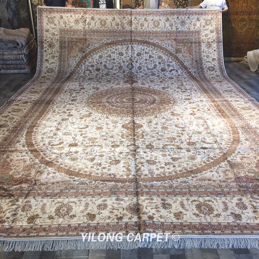 Beste Yilong 12 'X 18' Grote Perzische Stijl Yilong Factory Handgemaakte Zijden Oosterse India Tapijt (WY294C)