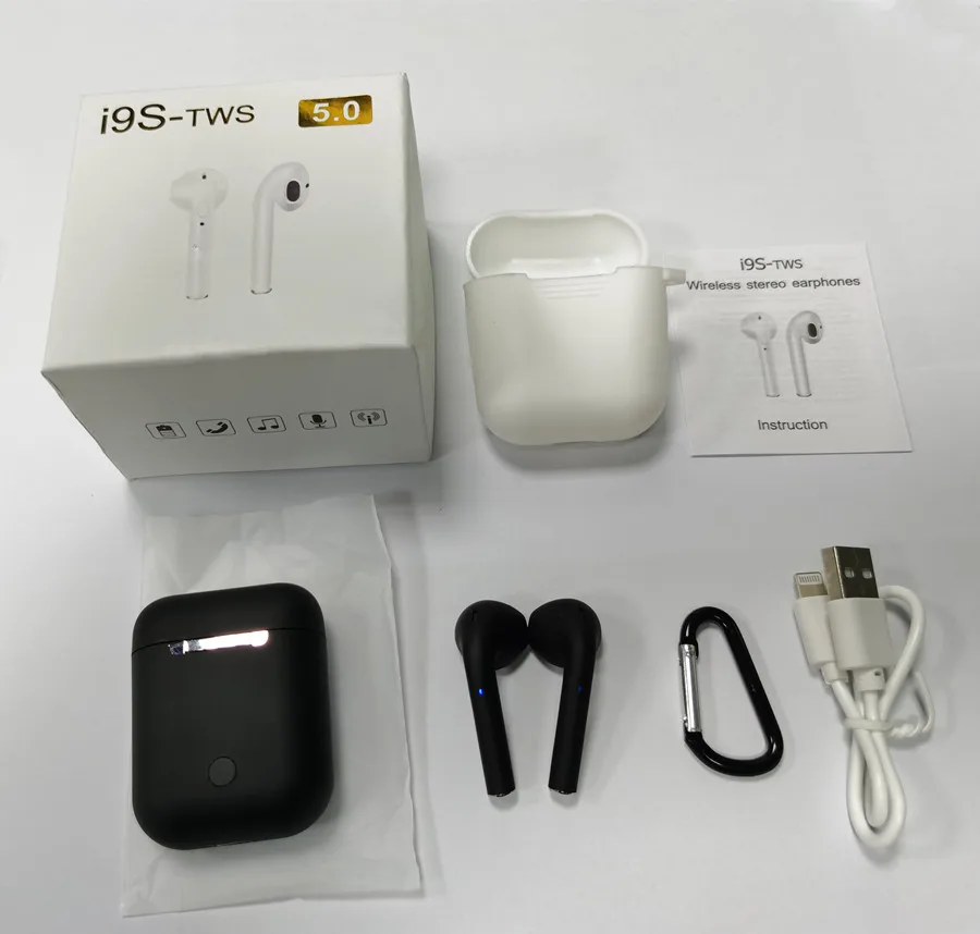 Black Хит, i9s TWS, мини беспроводные наушники Bluetooth 5,0, стерео наушники, Спортивная гарнитура с микрофоном, зарядная коробка для iPhone, всех смартфонов - Цвет: Black