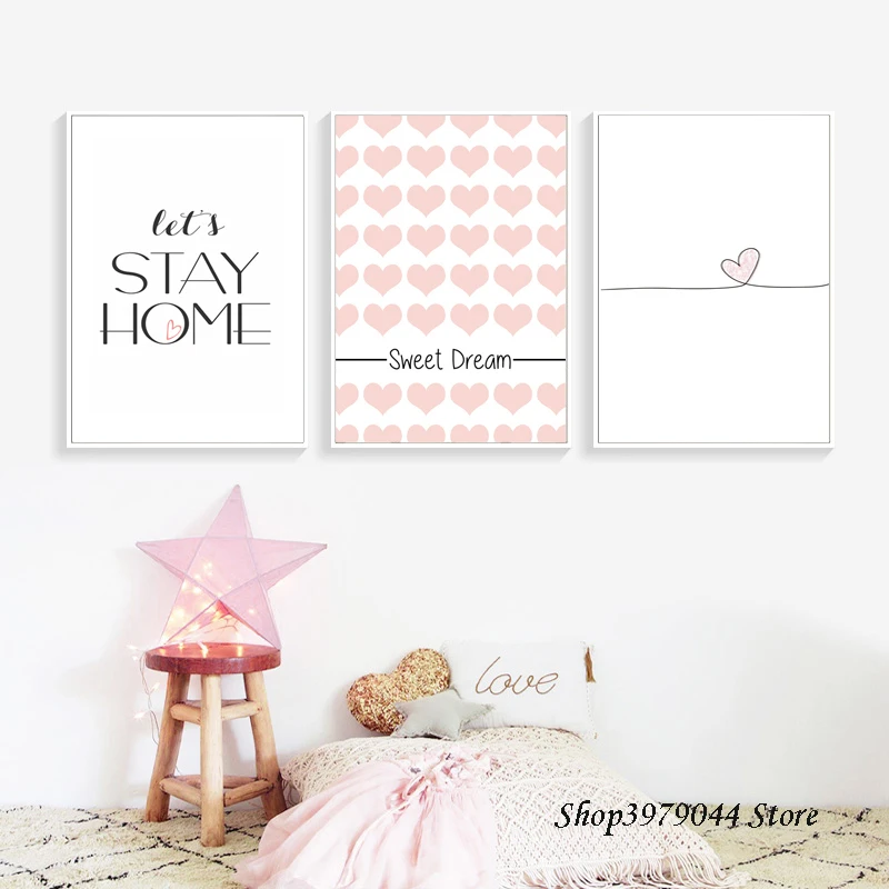 Милые мечты цитаты постер Северное розовое сердце рисунок принт для детской
