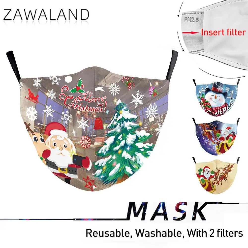 

Маска для лица Zawaland с надписью "Merry Christmas", детская маска для лица с Санта-Клаусом, снеговиком, новогодний подарок, Ветрозащитная маска для ули...