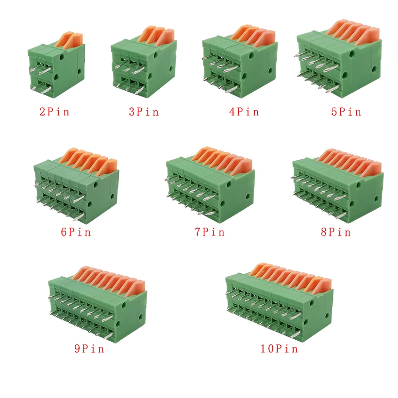 

10 шт. 2,54 мм 2/3/4/5/6/7/8/9/10 Pin пружина, прямая ножка, клеммные блоки PCB, коннектор 150 в 2A KF141V