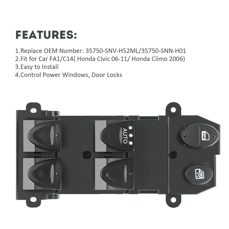 Главный выключатель питания для Honda Civic 1 3 8 2 0 2006-2011 35750-SNA-A13 35750-SNV-H51 35750-SNV-H52