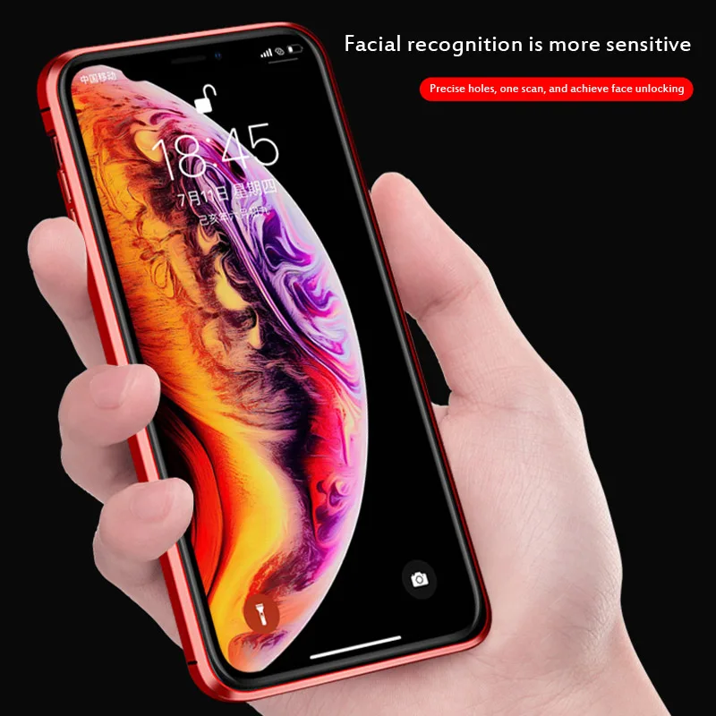 Защитное закаленное стекло + Магнитный чехол для телефона iPhone 7 8 Plus X XS MAX XR Fundas