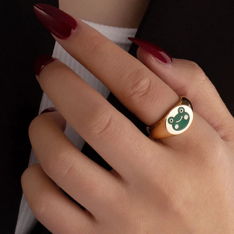 Милые кольца на палец в Корейском стиле лягушка из сплава для женщин и девушек