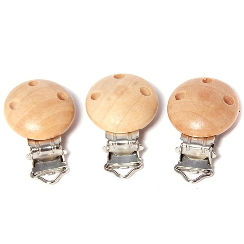 

5pcs/lot Baby Pacifier Clip Wooden Holder Soother Pacifier Solid Color Infant Dummy Clips For Baby Clasps Holders Accessories