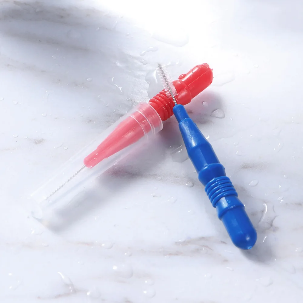 

ROSENICE 50pcs Orthodontic Oral Care Interdental Brush Toothpick Between Teeth Brush Kit (Blue and Red)
