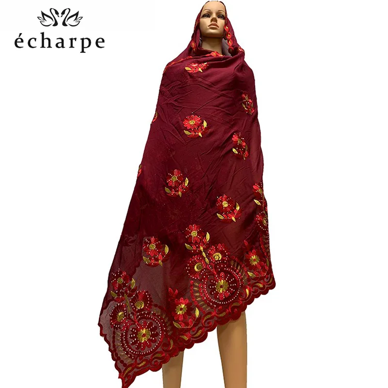 2019 Новый хлопковый шарф Африканский emrbroidery шарфы мусульманские женщины