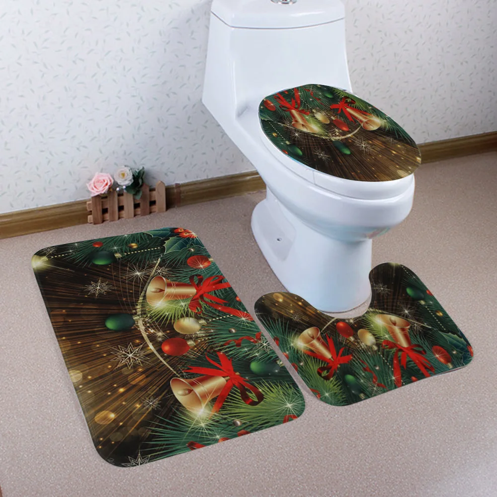 Christmas bath mat 1 Рождественский коврик для ванной wc, сиденье для унитаза, крышка для унитаза, Тапа, украшение для унитаза - Цвет: Christmas bath mat 1