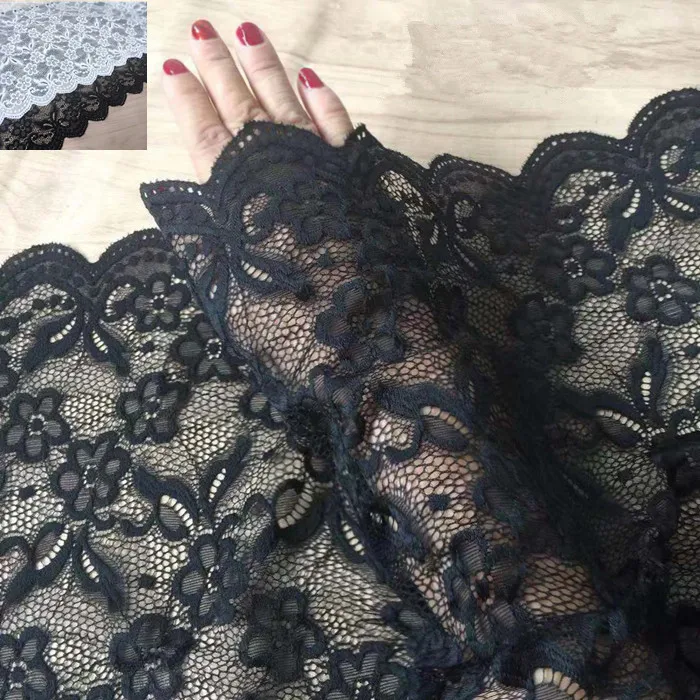 Черно-белая эластичная кружевная отделка юбки удлиненная юбка эластичные