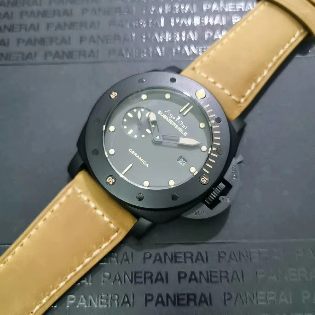

Luxury Brand New Men Automatic Mechanical Sapphire Leather Stainless Steel 1950 3 Days Ceramica LE Watches Luminous Black 47mm