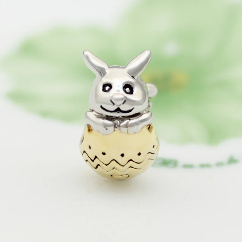 Бесплатная доставка Золотой Тон милый кролик Кролик Пасхальный Шарм бисера fit