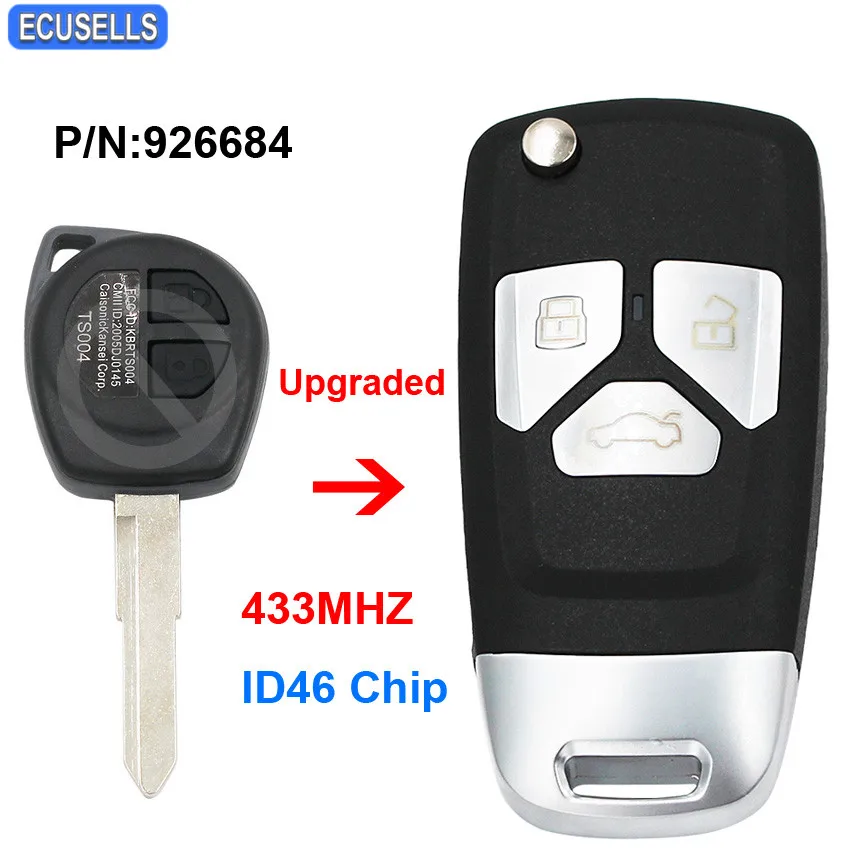 Обновленный складной брелок с дистанционным управлением 433 МГц чип ID46 для Suzuki Swift