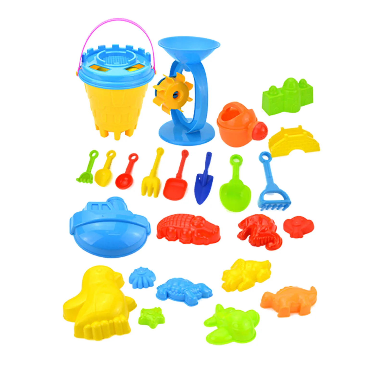 

25pcs/set Children Beach Tools Toys Colorful Plastic Hourglass Sand Bucket Shovel Summer Outdoor Sand Playing Toy For Baby