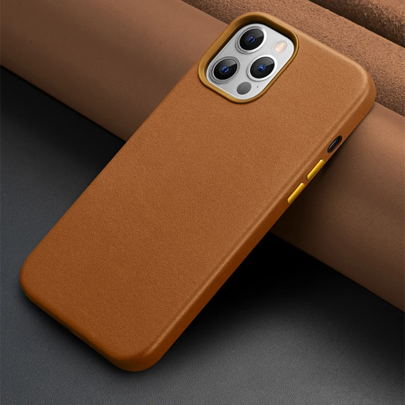 

Magnetic Genuine Leather Case For iPhone 12 Pro Max Wireless Charging For iPhone 12 Pro/Mini Anti-knock Leather Case Cover Cases