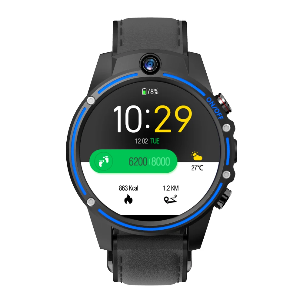 black blue KOSPET Vision Smartwatch Смарт-часы gps 4G Android 3+ 32 Гб Sim часы двойная камера наручные часы водонепроницаемые w1 w2 - Цвет: black blue