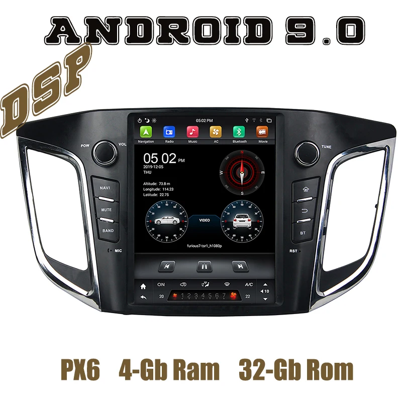 Автомагнитола в стиле Тесла 10 3 &quotIPS PX6 android 9 0 gps dvd-плеер для hyundai IX25 Creta 2014 2015 2016 с DSP