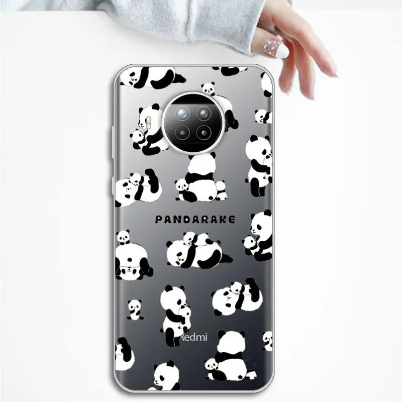 

Cute Cartoon panda Phone Case Transparent for Xiaomi Redmi note 10 t 8 9 pro lite 11